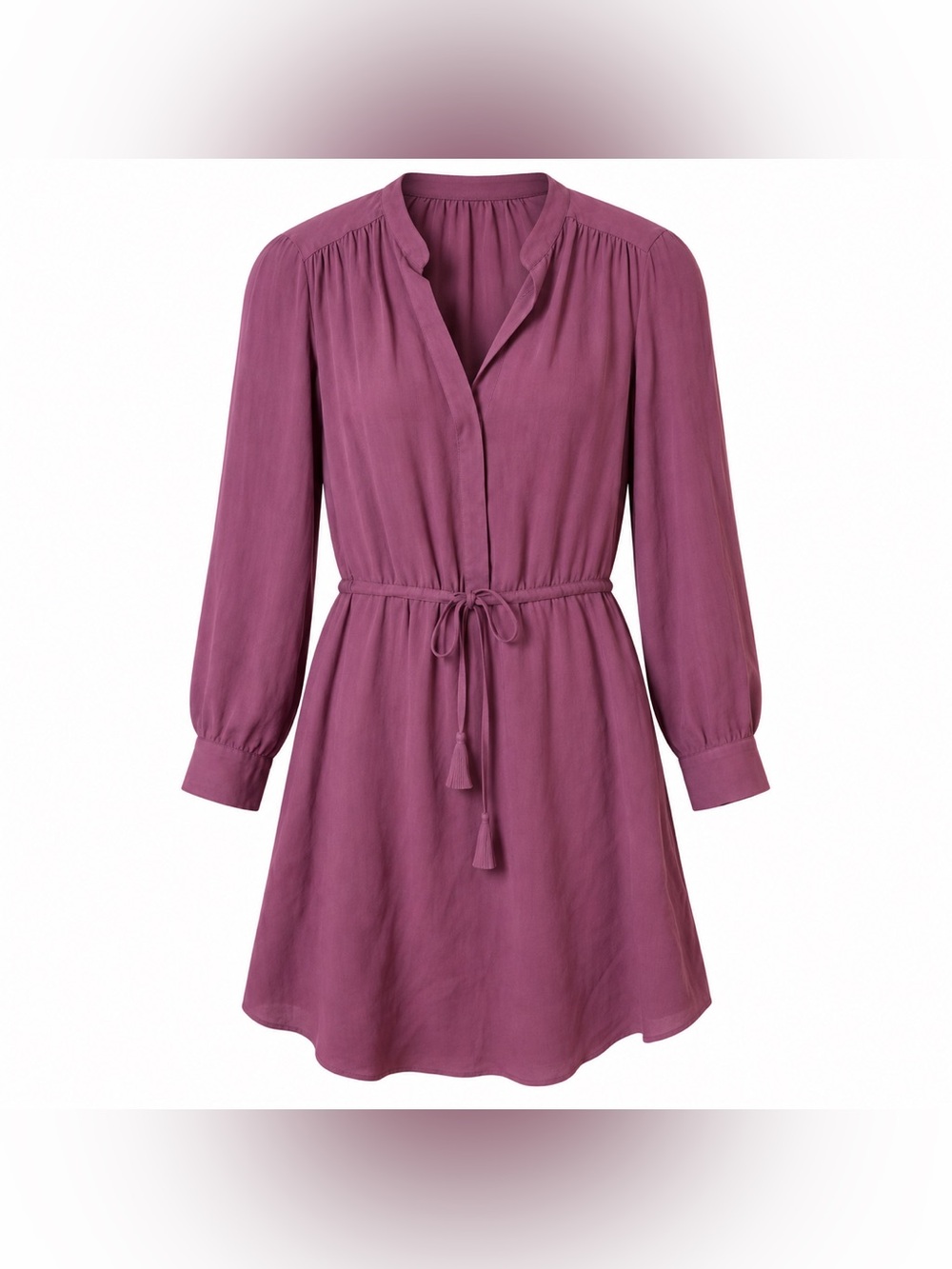 Babaton Aritzia 100% Silk Dress XXS Purple Long Sleeve Tie Waist Mini Summer